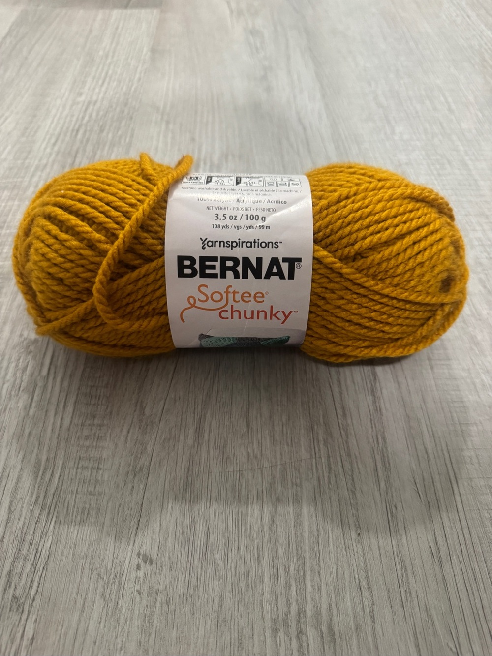 Bernat Softee Chunky Yarn Skein Brass Color 3.5 oz / 108 yds